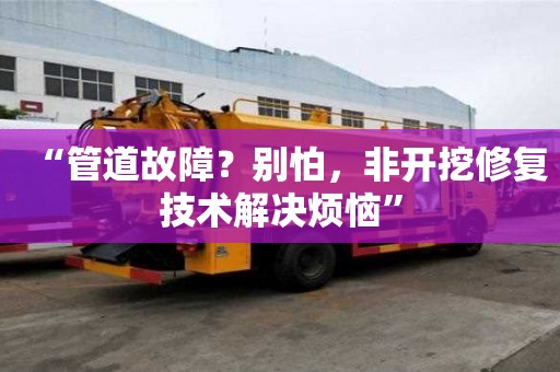“管道故障？別怕，非開挖修復技術解決煩惱”