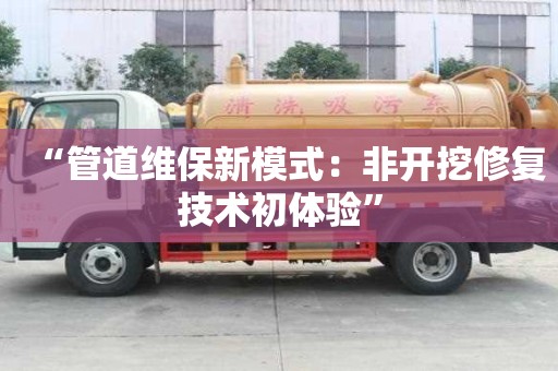 “管道維保新模式：非開挖修復技術初體驗”