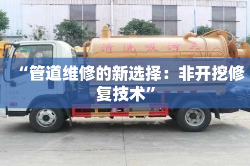 “管道維修的新選擇：非開挖修復技術”