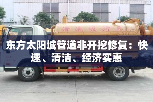 東方太陽城管道非開挖修復：快速、清潔、經濟實惠