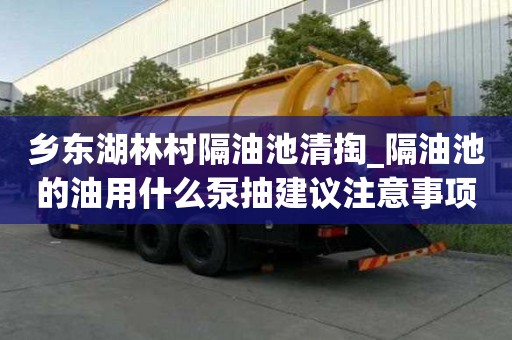 鄉東湖林村隔油池清掏_隔油池的油用什么泵抽建議注意事項