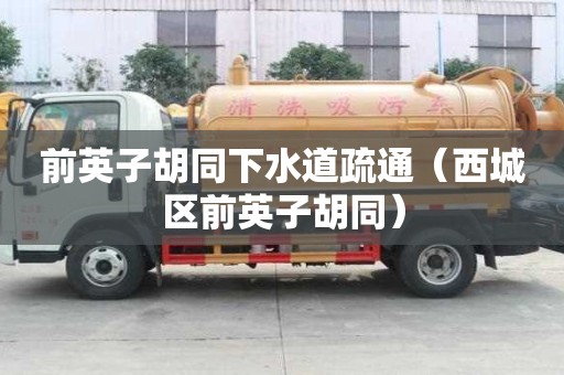 前英子胡同下水道疏通（西城區前英子胡同）