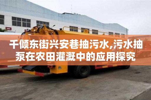 千傾東街興安巷抽污水,污水抽泵在農(nóng)田灌溉中的應(yīng)用探究