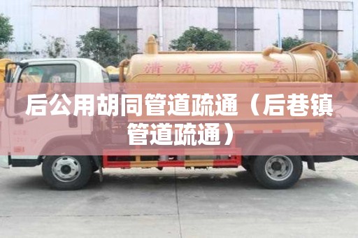 后公用胡同管道疏通（后巷鎮(zhèn)管道疏通）