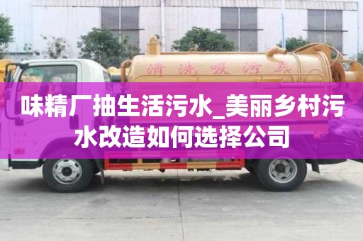 味精廠抽生活污水_美麗鄉(xiāng)村污水改造如何選擇公司