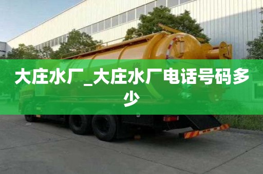 大莊水廠_大莊水廠電話號碼多少