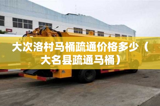 大次洛村馬桶疏通價格多少（大名縣疏通馬桶）