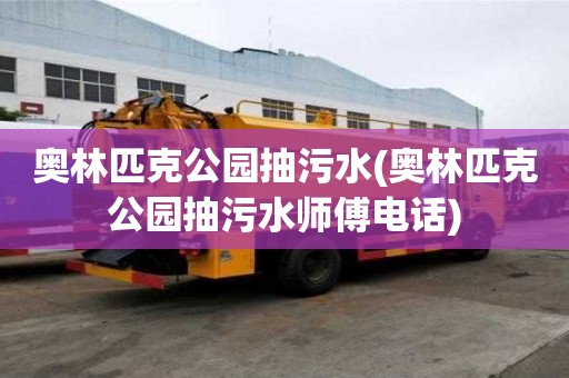 奧林匹克公園抽污水(奧林匹克公園抽污水師傅電話)