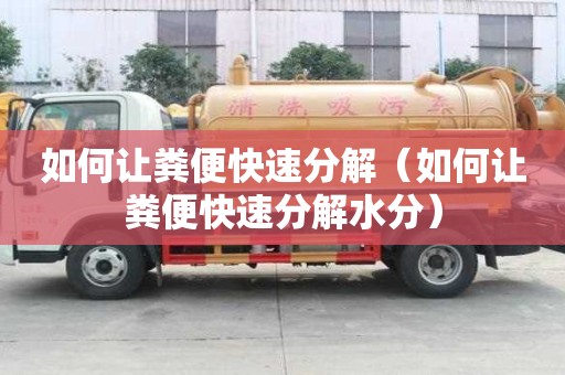 如何讓糞便快速分解（如何讓糞便快速分解水分）