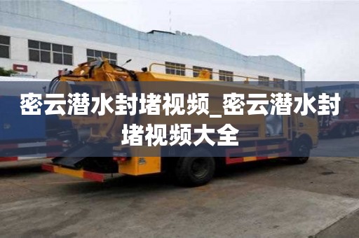密云潛水封堵視頻_密云潛水封堵視頻大全