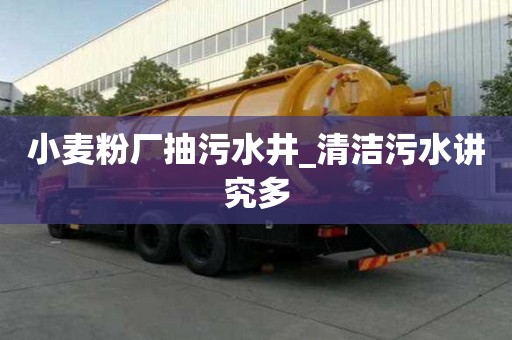 小麥粉廠抽污水井_清潔污水講究多
