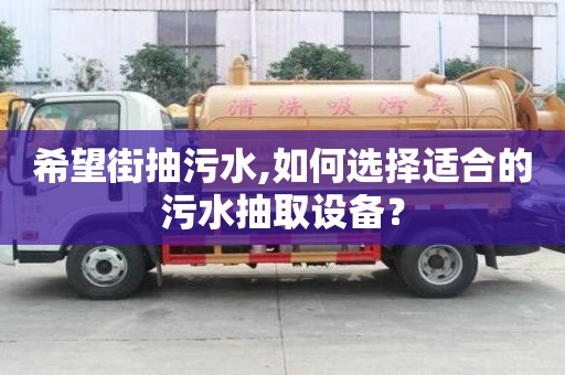 希望街抽污水,如何選擇適合的污水抽取設(shè)備？