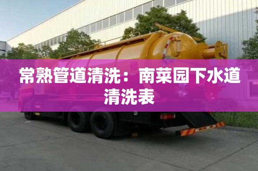 常熟管道清洗：南菜園下水道清洗表