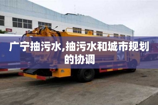 廣寧抽污水,抽污水和城市規劃的協調