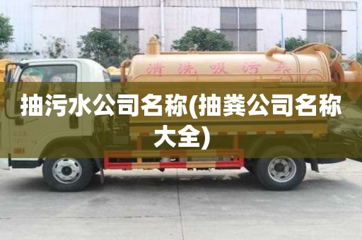 抽污水公司名稱(抽糞公司名稱大全)