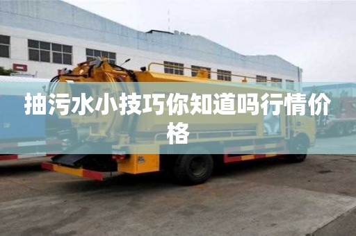 抽污水小技巧你知道嗎行情價(jià)格