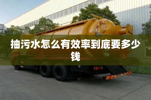 抽污水怎么有效率到底要多少錢