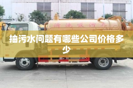 抽污水問題有哪些公司價格多少