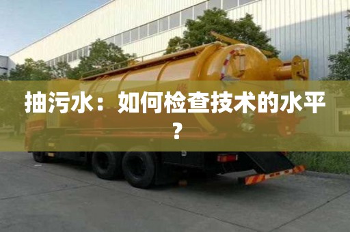抽污水：如何檢查技術的水平？