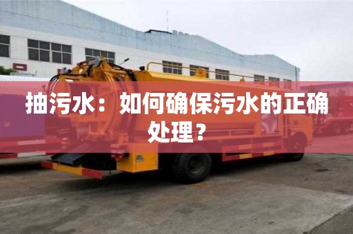 抽污水:如何確保污水的正確處理? 抽污水:如何確保污水的正確處理?