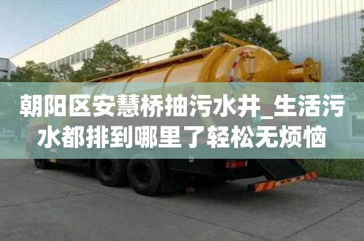 朝陽區安慧橋抽污水井_生活污水都排到哪里了輕松無煩惱