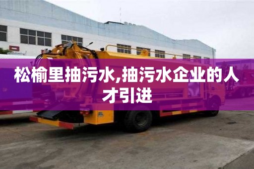松榆里抽污水,抽污水企業(yè)的人才引進(jìn)