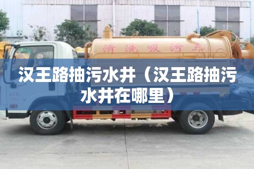 漢王路抽污水井（漢王路抽污水井在哪里）