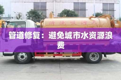 管道修復:避免城市水資源浪費 管道修復:避免城市水資源浪費