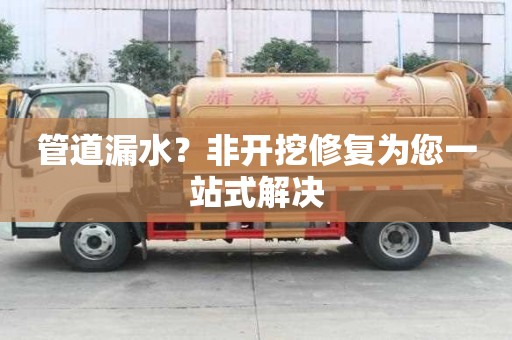 管道漏水？非開挖修復為您一站式解決