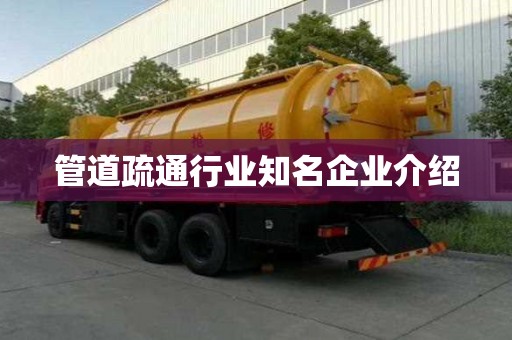 管道疏通行業知名企業介紹