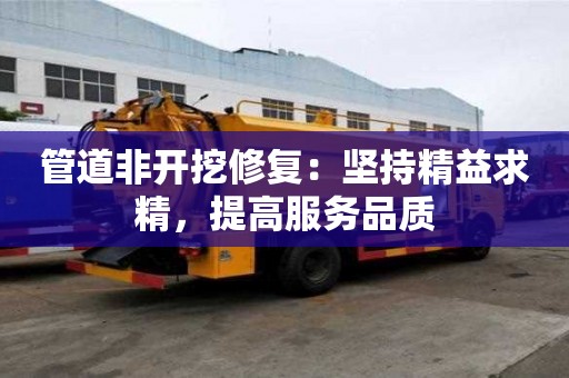 管道非開挖修復:堅持精益求精,提高服務品質 管道非開挖修復:堅持精益求精,提高服務品質