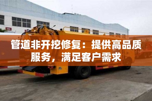 管道非開(kāi)挖修復(fù)：提供高品質(zhì)服務(wù)，滿(mǎn)足客戶(hù)需求