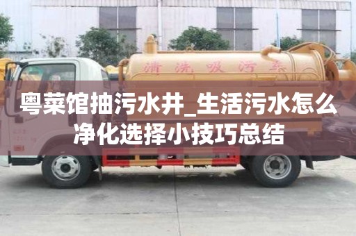粵菜館抽污水井_生活污水怎么凈化選擇小技巧總結