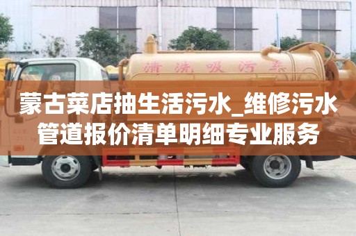 蒙古菜店抽生活污水_維修污水管道報價清單明細專業服務