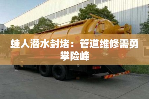 蛙人潛水封堵:管道維修需勇攀險峰 蛙人潛水封堵:管道維修需勇攀險峰