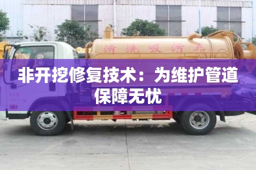 非開挖修復技術：為維護管道保障無憂