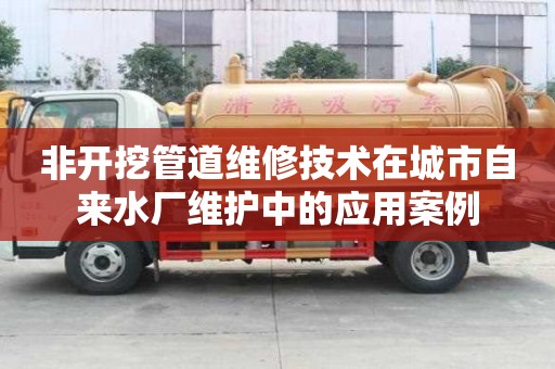非開(kāi)挖管道維修技術(shù)在城市自來(lái)水廠維護(hù)中的應(yīng)用案例