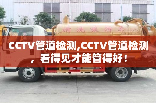 CCTV管道檢測,CCTV管道檢測，看得見才能管得好！